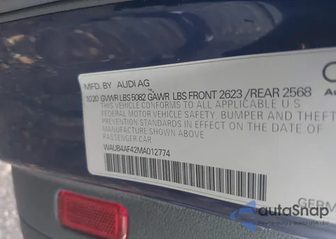 2021 Audi S4 Premium Plus Tfsi Quattro Tiptronic z USA, uszkodzony, nr VIN WAUB4AF42MA012774